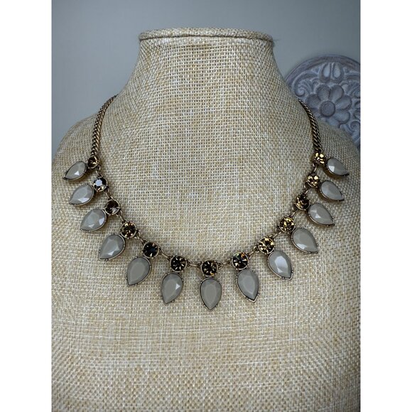 J. Crew Gold-Tone Statement Necklace With Teardrop & Round Crystal Accents - Picture 3 of 10